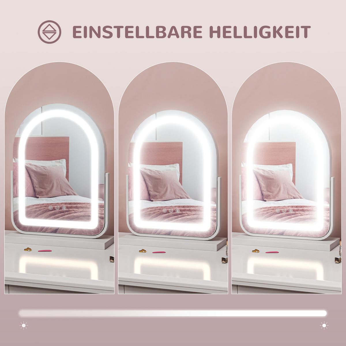 SCHMINKSPIEGEL 360° Drehbar Makeup-Spiegel, 33 x 44,5 cm, Weiß - Weiß, Glas (33/44.5/12cm) - HOMCOM