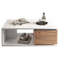 COUCHTISCH 90/50/30 cm Weiß mit 360° drehbarer Schublade und offenem Stauraum - Eichefarben, Holzwerkstoff (90/50/30cm) - OKWISH