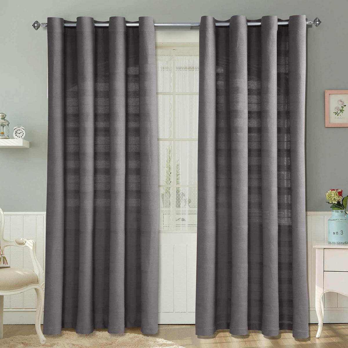 ÖSENVORHANG Rajput blickdicht 2er-Set, 167/228 cm - Grau, Textil (167/228cm) - Homescapes