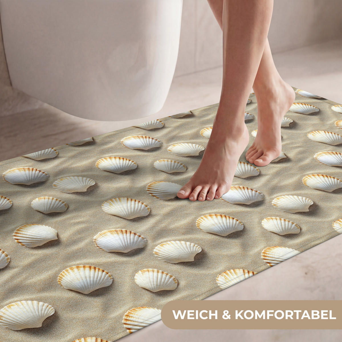 WC PŘEDLOŽKA Mušle - Písek - Námořní 120x60 cm - písková barva, textil/plast (120/1cm) - OnlyWow