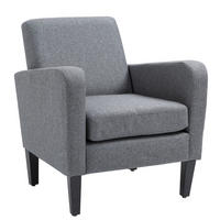 SESSEL Stoff Leinenoptik mit Holzfüßen 66/72/74 cm Hellgrau - Hellgrau, Textil (72/74/66cm) - Redom