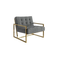 LOUNGESESSEL Duban Grau Samtstoff - Goldfarben/Grau, Holz/Textil (84/81/89cm) - S-Style Möbel