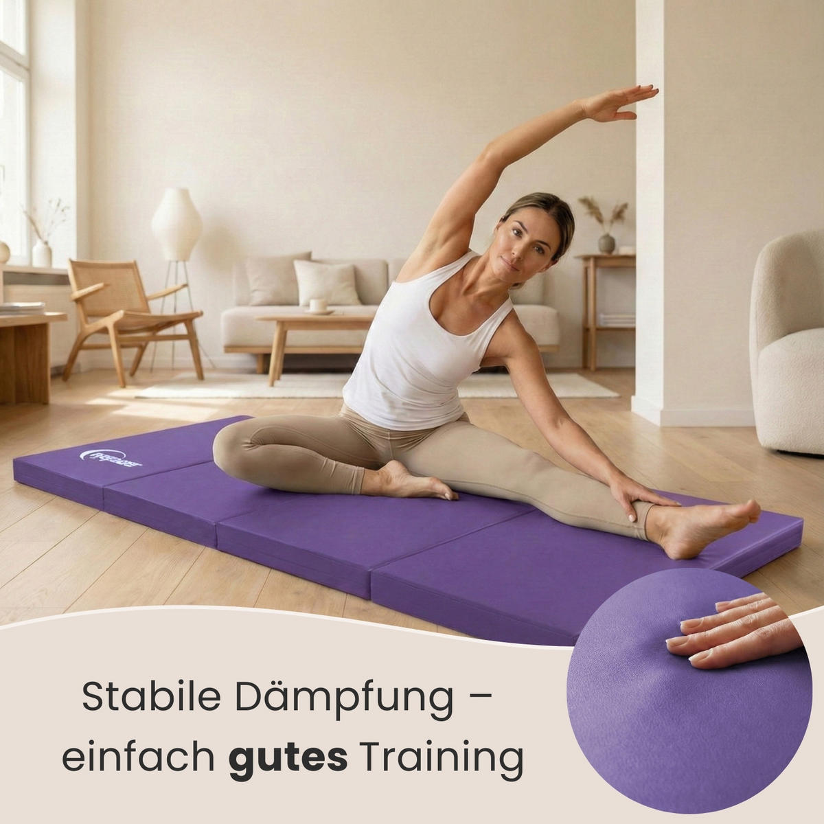 GYMNASTIKMATTE zum Wenden - 180/60/5 cm Faltbare Turnmatte - Lila, Kunststoff (60/180cm) - eyepower