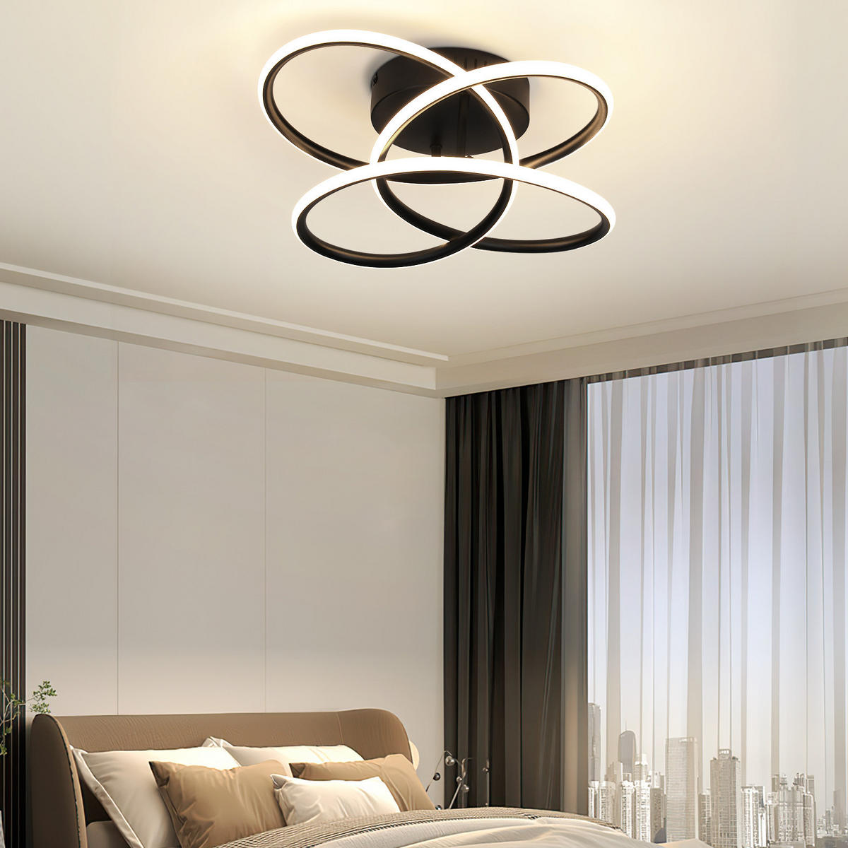 LED-DECKENLEUCHTE Meldon 33/36/14 cm - Schwarz, Metall (36/33/14cm) - ZMH