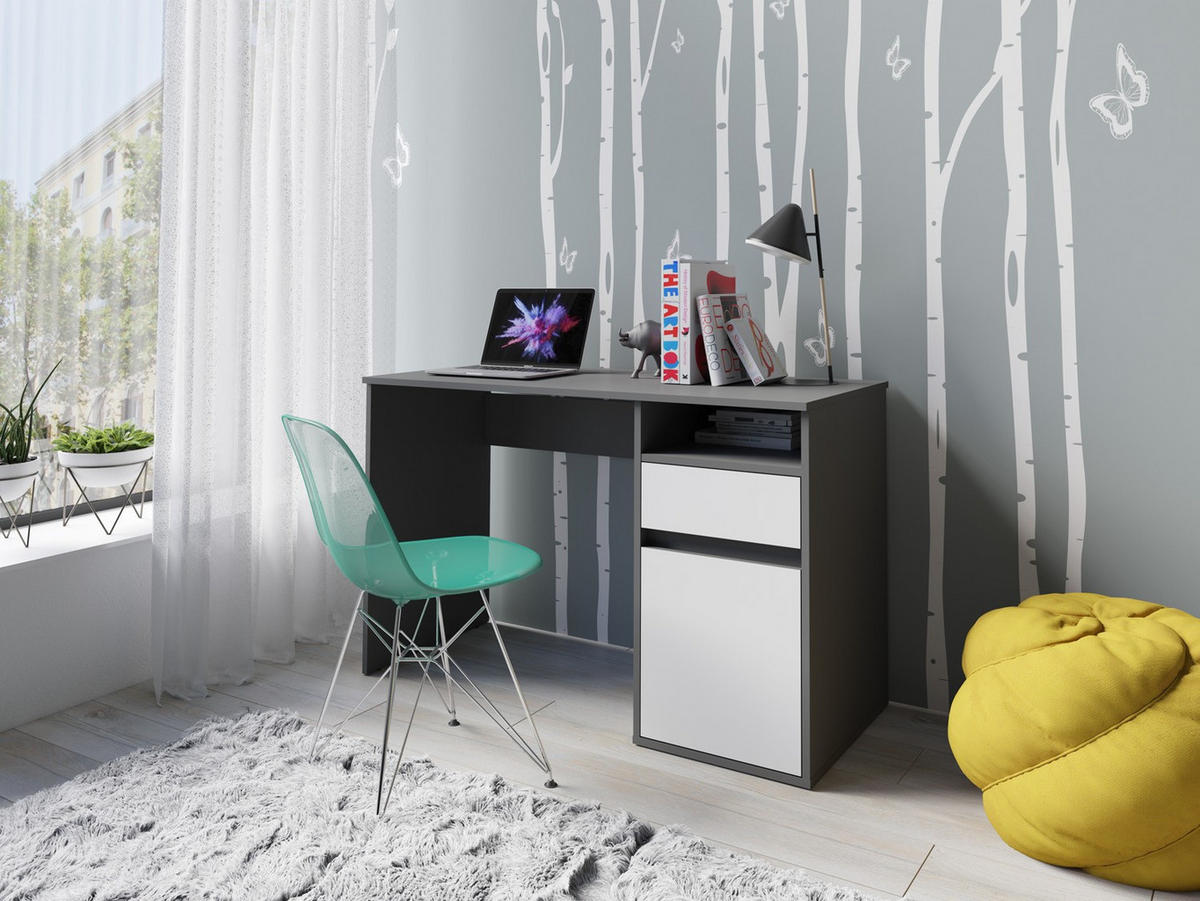 SCHREIBTISCH REGIS 120x53x75,5 cm Bürotisch Computertisch, Graphitfarben - Graphitfarben, Holzwerkstoff (53/120/75.5cm) - MASSENO