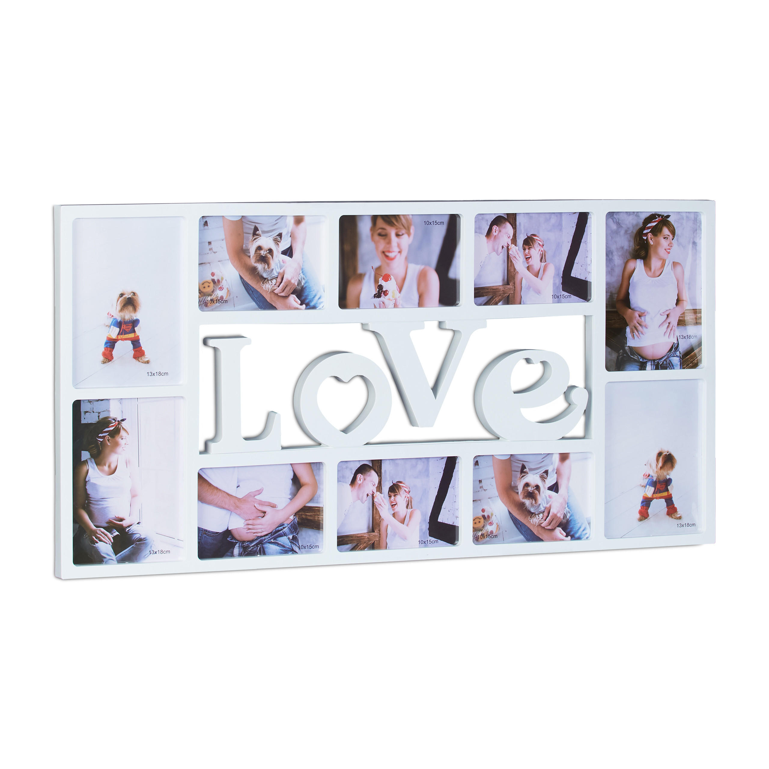 RAMĂ FOTO Alb colaj LOVE pentru 10 fotografii