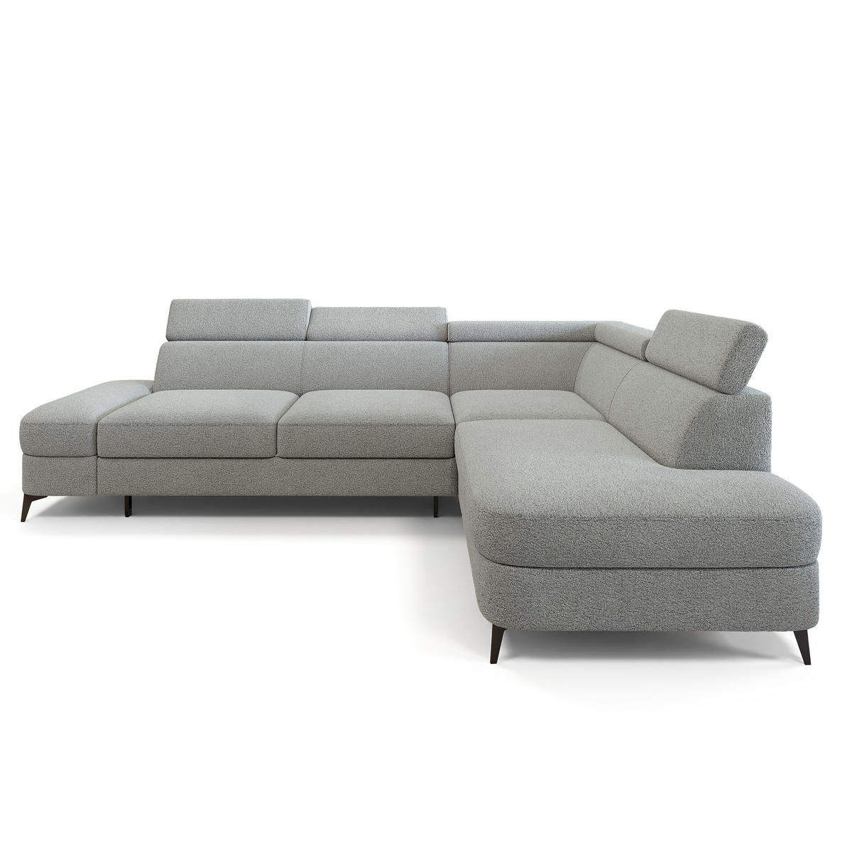 ECKSOFA AVISE Q R-S Hellgrau Boucle-Stoff mit Schlaffunktion - Hellgrau, Holzwerkstoff/Textil (268/195cm) - MASSENO