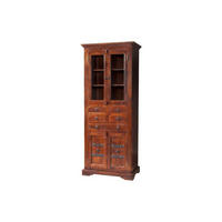 VITRINE Akazie 80x50x195 nougat lackiert OXFORD #454 - Dunkelbraun, Holz (80/195/50cm) - Massivmoebel24