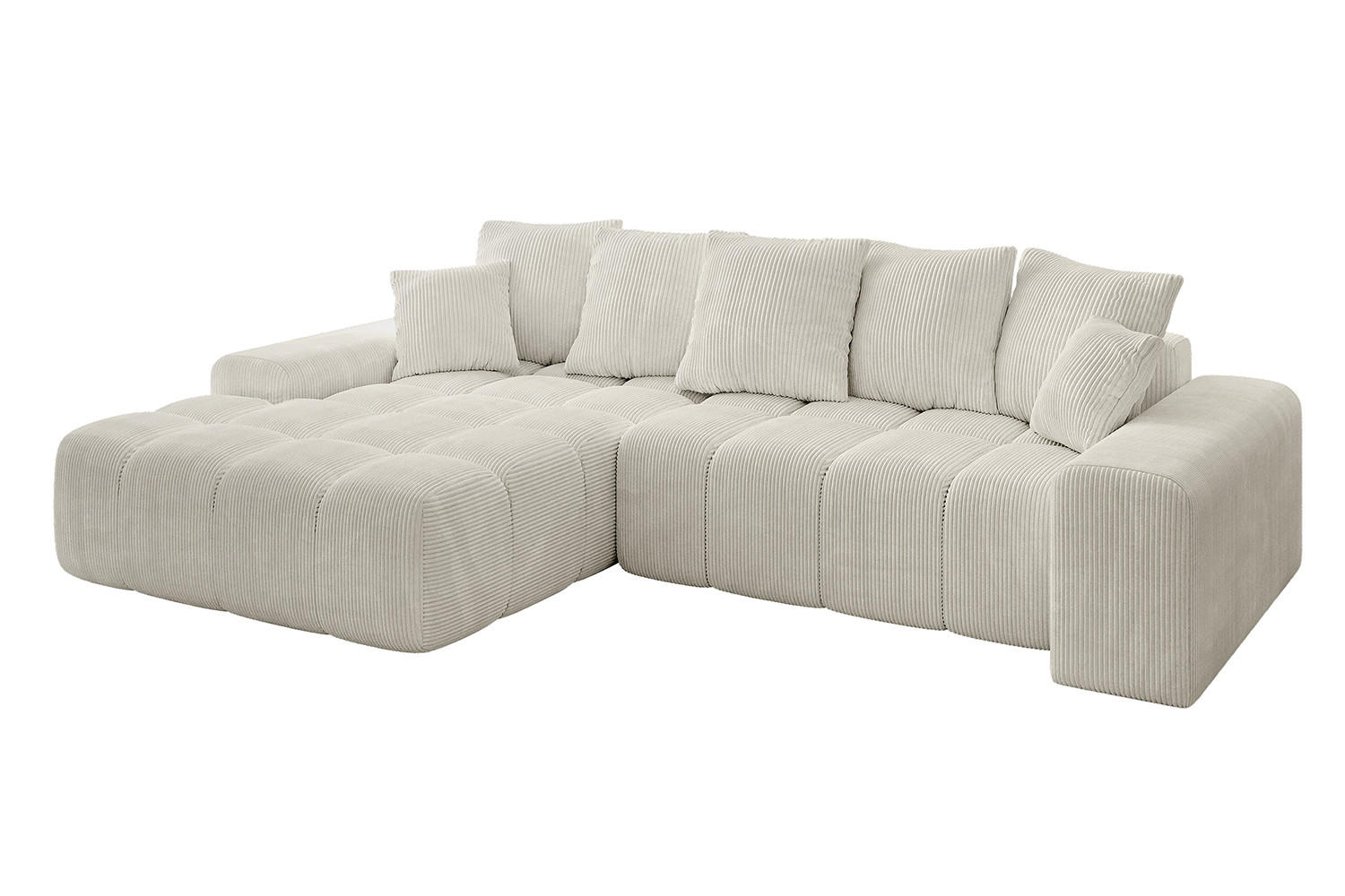 ALTDECOR ROHOVÁ SEDACÍ SOUPRAVA s otomanem vlevo ENSI-L – 267 × 164 × 69 cm, krémová