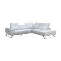 ECKSOFA Predator Echtleder Weiß - Weiß, Leder/Metall (270/230cm)