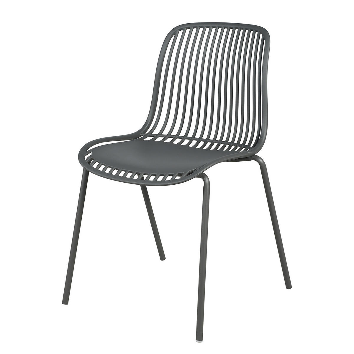 GARTENSTUHL - 4er-Set - Stahl / Polypropylen - Anthrazit, Kunststoff/Metall (51/82/54cm) - home24