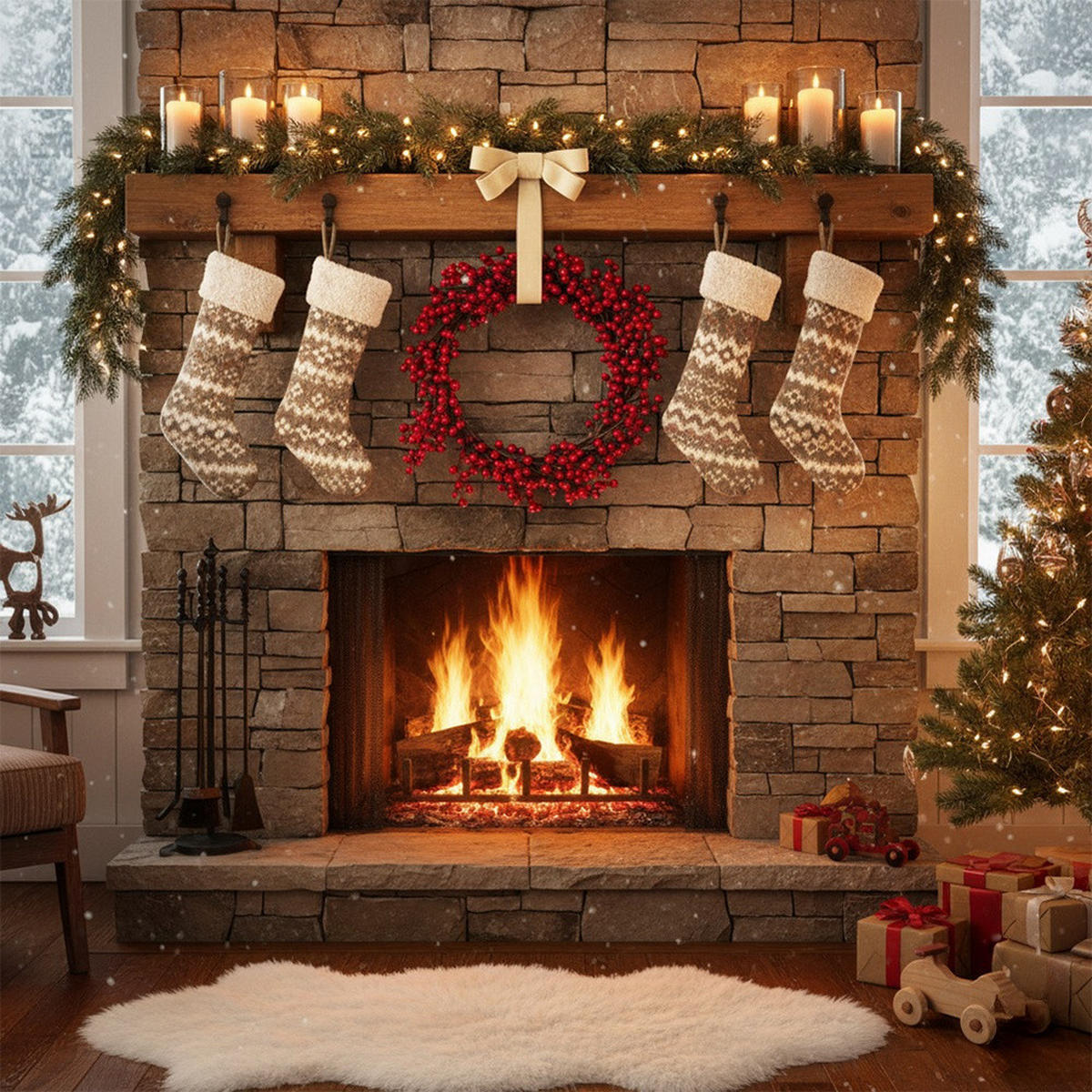 WEIHNACHTSKRANZ Stechpalme 50 cm Rot - Rot, Kunststoff (12cm) - Home Styling Collection