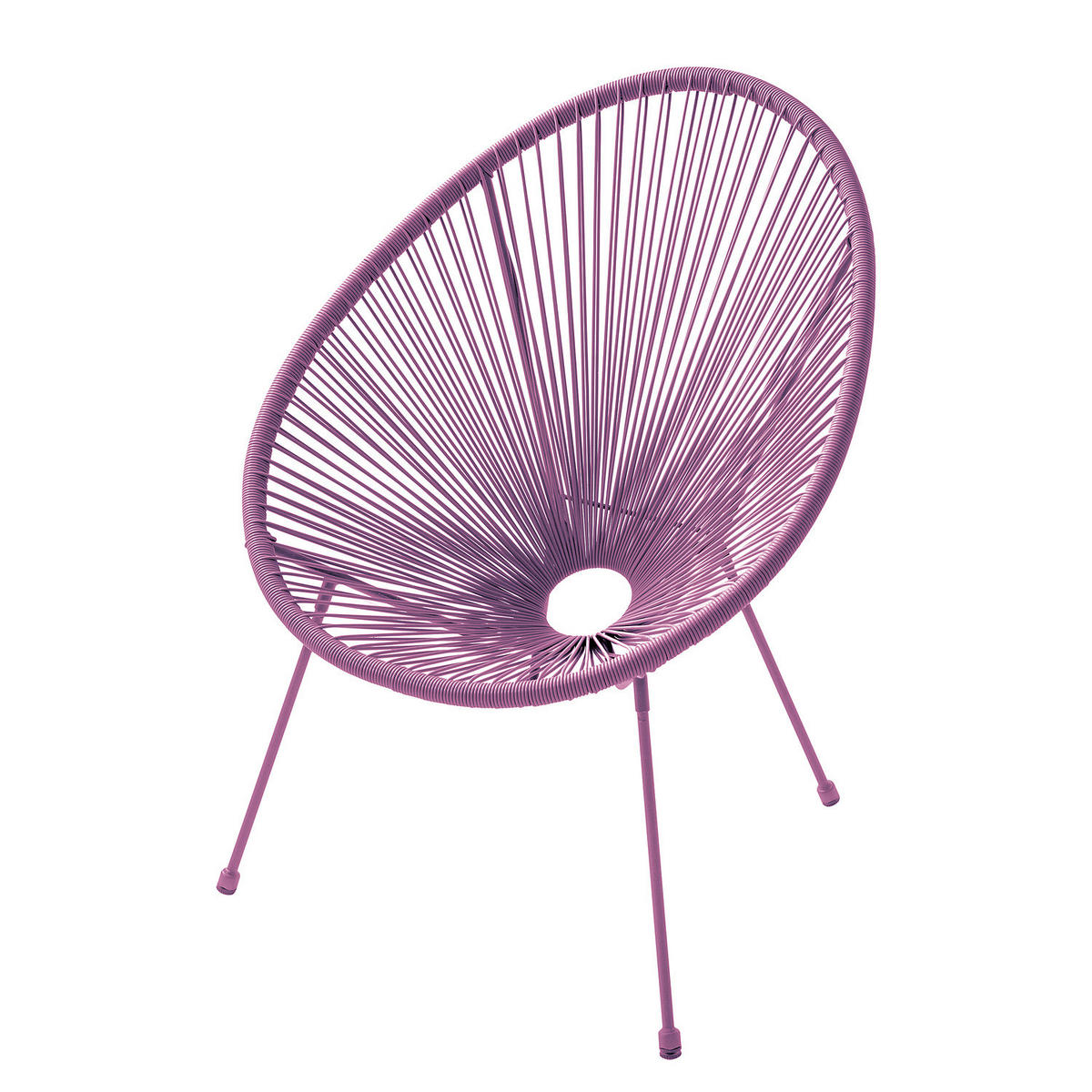 SITZGRUPPE - Stahl / Polyrattan - 3-teilig - Violett, Glas/Kunststoff - home24