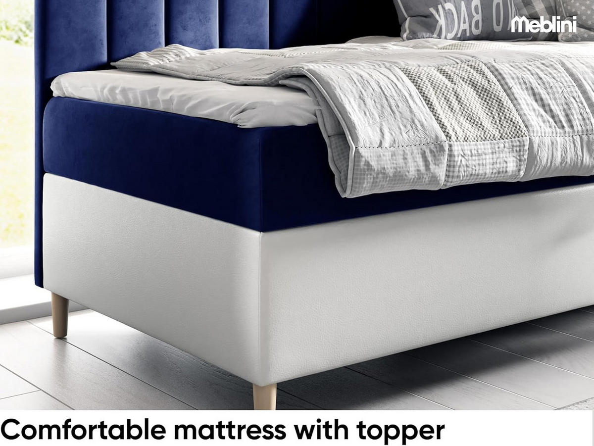 KINDERBETT MAYA 3 - Dunkelblau/Weiß, Holzwerkstoff (106/208cm) - Meblini