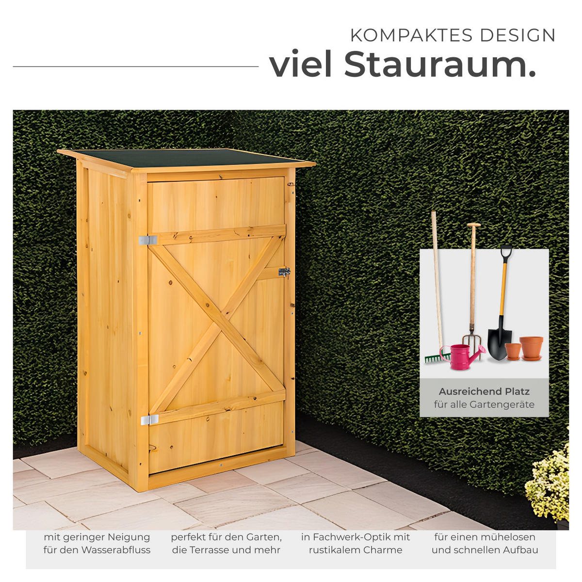 GARTENSCHRANK mit Flachdach Taman,75 x 56 x 118 cm,braun - Braun, Holz (56/118/75cm) - tectake