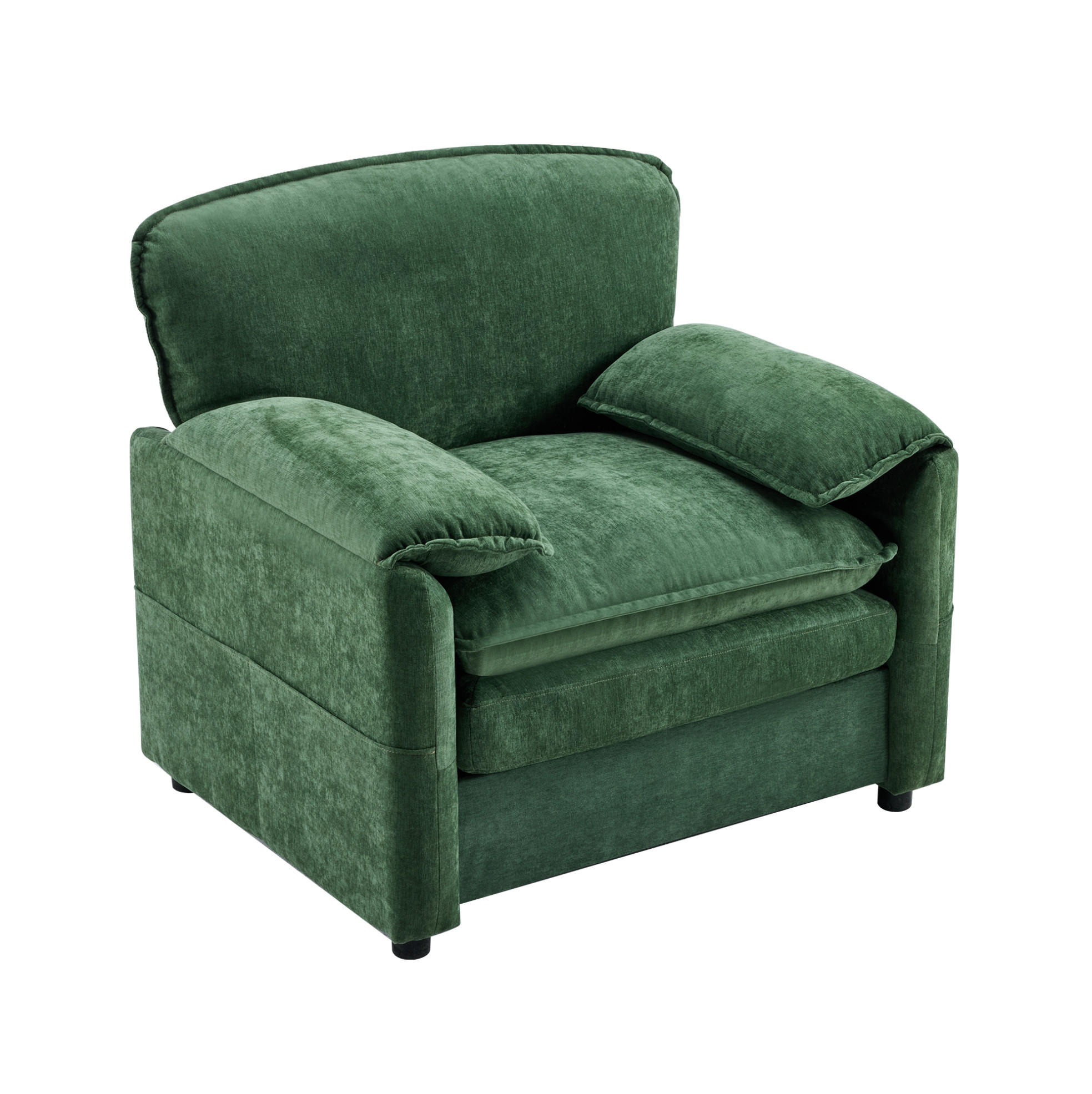 SESSEL mit doppelten Seitentaschen und mehrschichtiger Polsterung, Retro-Design, Dunkelgrün - Grün, Kunststoff (92/90/96cm) - Redom