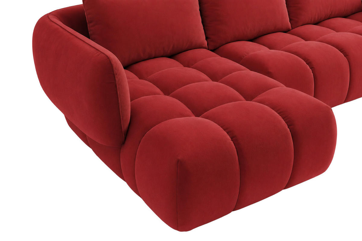 ECKSOFA L-Form, Veloursstoff Bluvel, Rotwein, Links, SEVIO L - Weinrot, Holz (242/175cm) - Kaiser Möbel