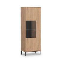 VITRINE Queba 2T Hellbraun 70/190/41 cm – Vitrinenschrank Holzoptik - Hellbraun/Schwarz, Holzwerkstoff (70/190/41cm) - AX Living