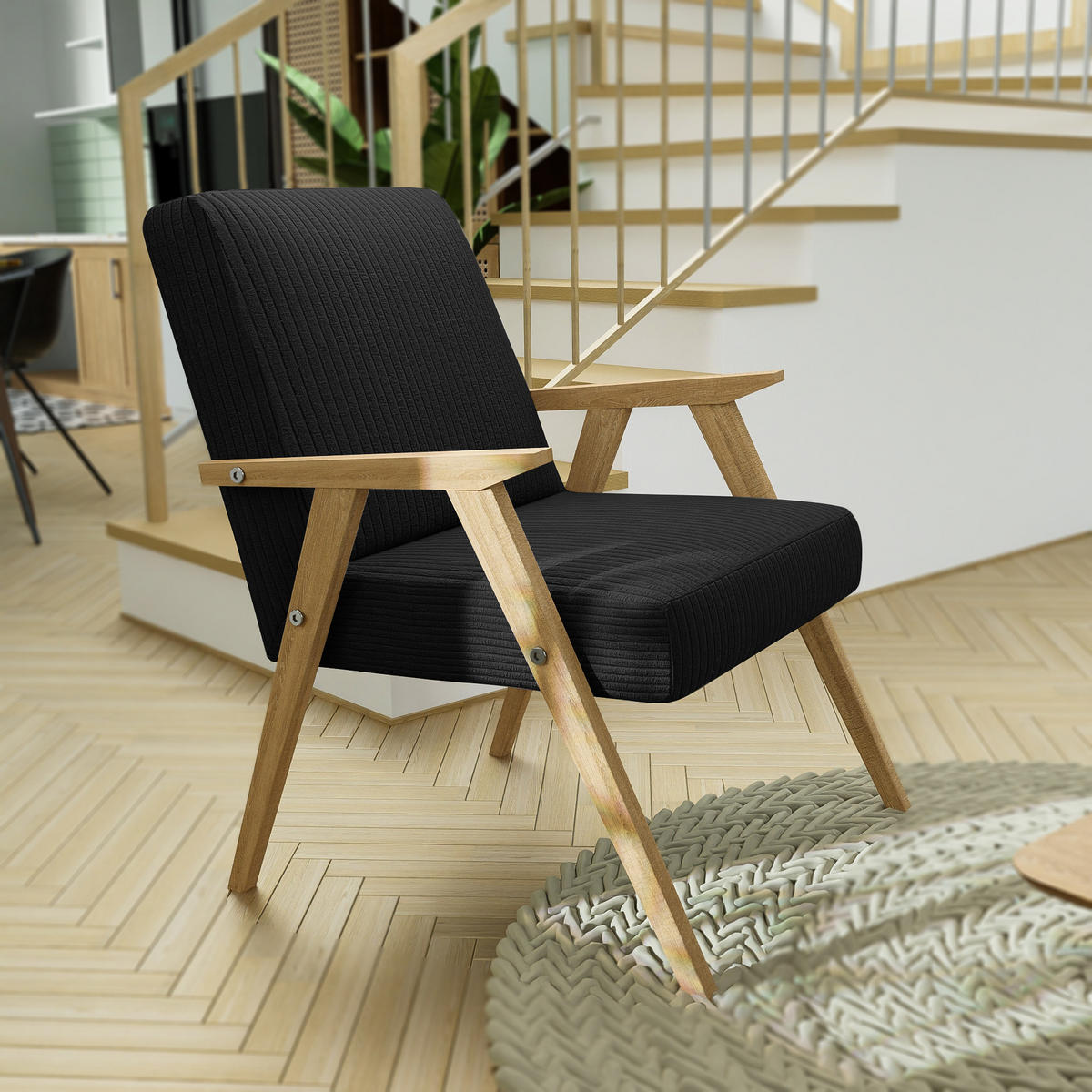 SESSEL PRL Holzgestell, 59/63/81 cm Anthrazit - Anthrazit, Holz/Textil (59/81/63cm) - Idohome