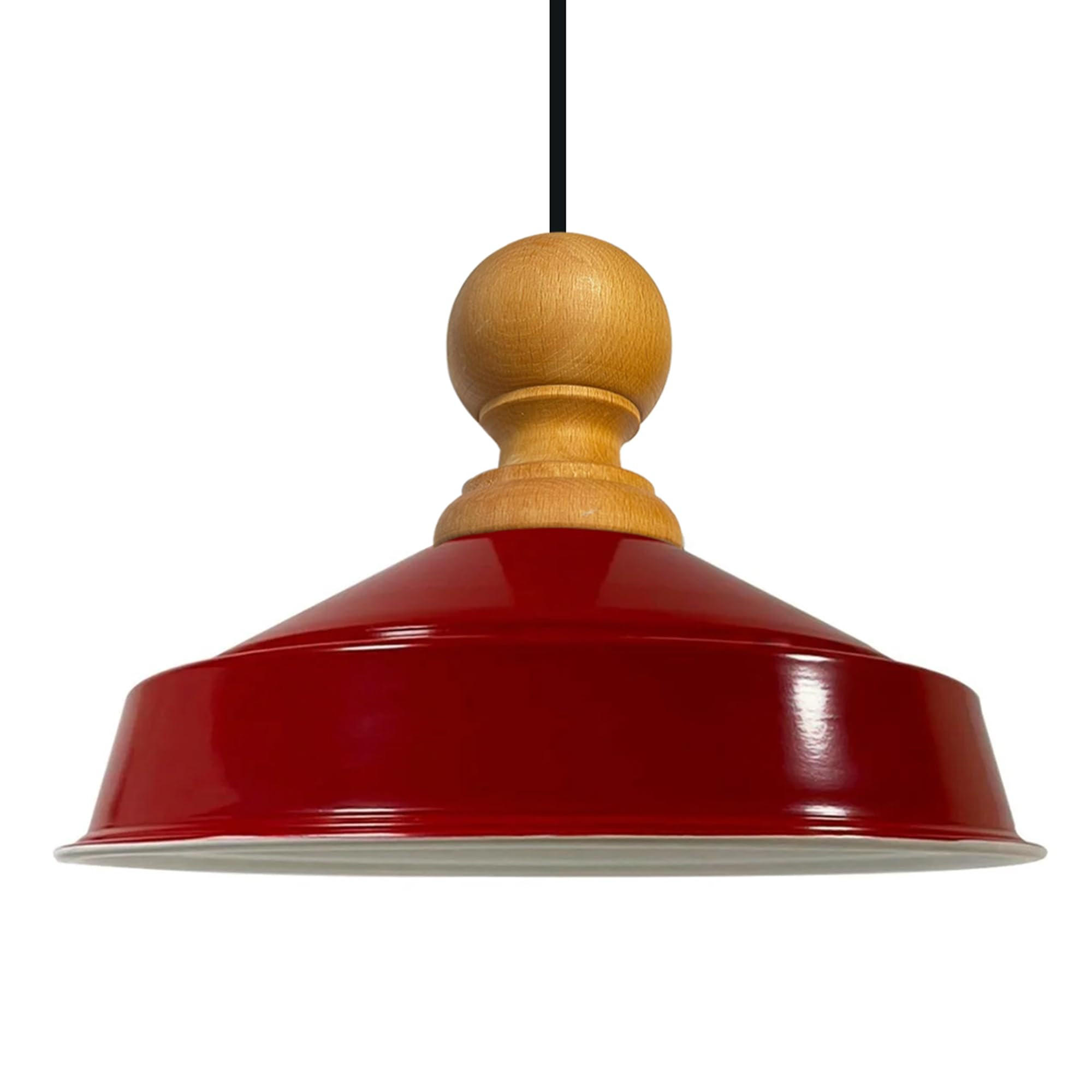 DECKENPENDELLEUCHTE Holz Asletl - Rot, Holz/Metall (40/24cm) - Bamyum