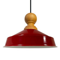 DECKENPENDELLEUCHTE Holz Asletl - Rot, Holz/Metall (40/24cm) - Bamyum