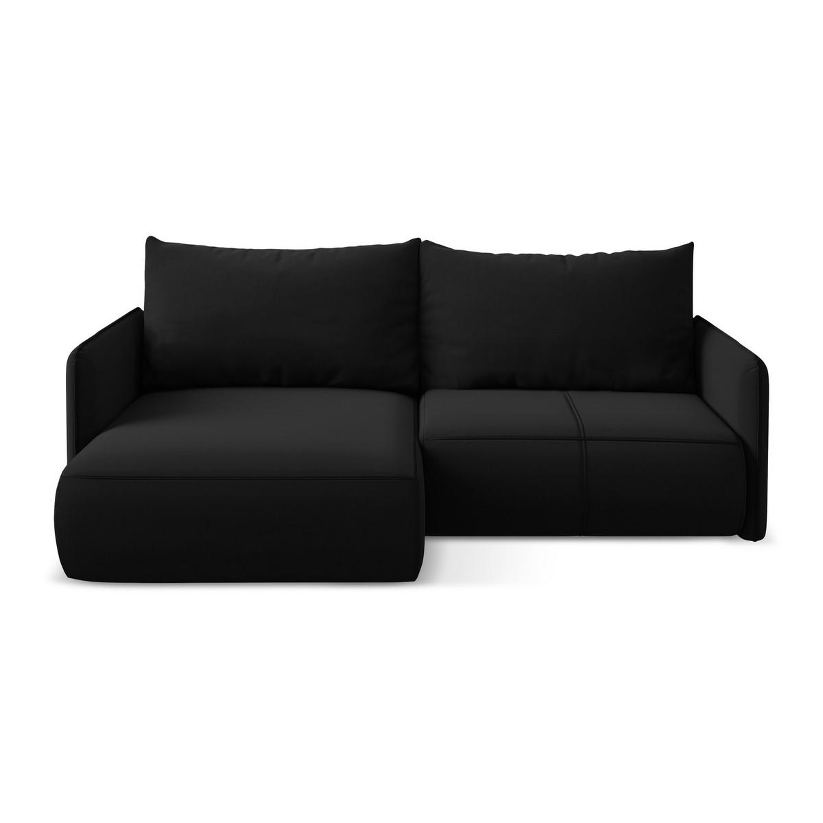 ECKSOFA mit Schlaffunktion Samt Stoff Schwarz - Schwarz, Kunststoff/Textil (148/207cm) - LaMiaSofa