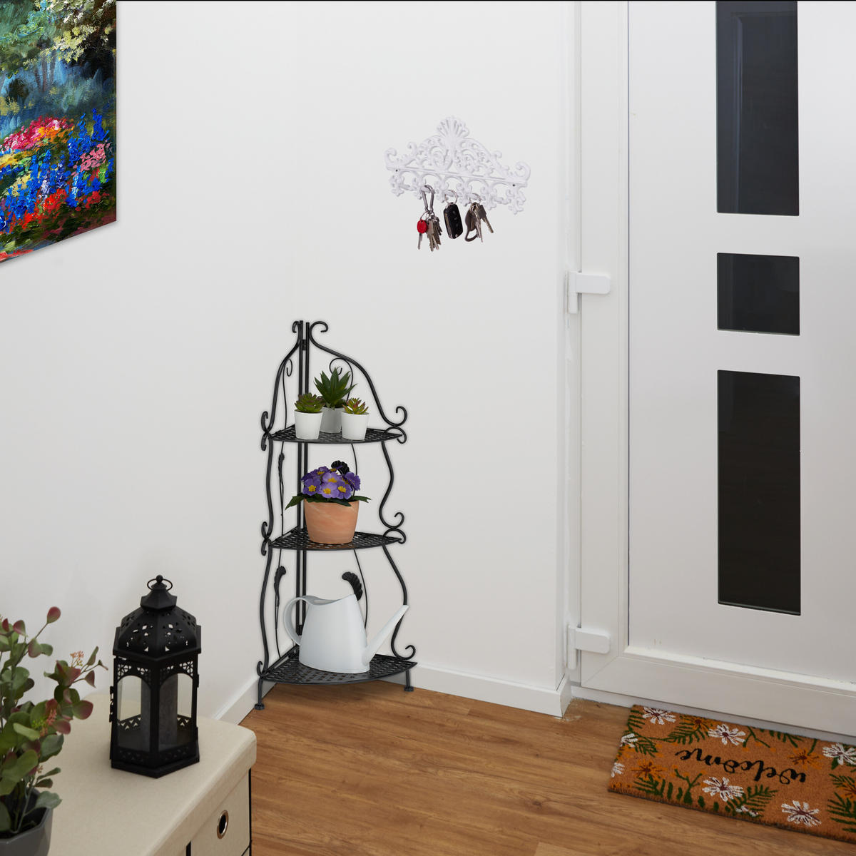 ECKREGAL - Schwarz, Kunststoff/Metall (30/82.5/30cm) - Relaxdays