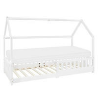KINDERBETT mit Dach und Matratze 90x200 cm Weiß - Weiß, Holz (90/200cm) - ML-DESIGN