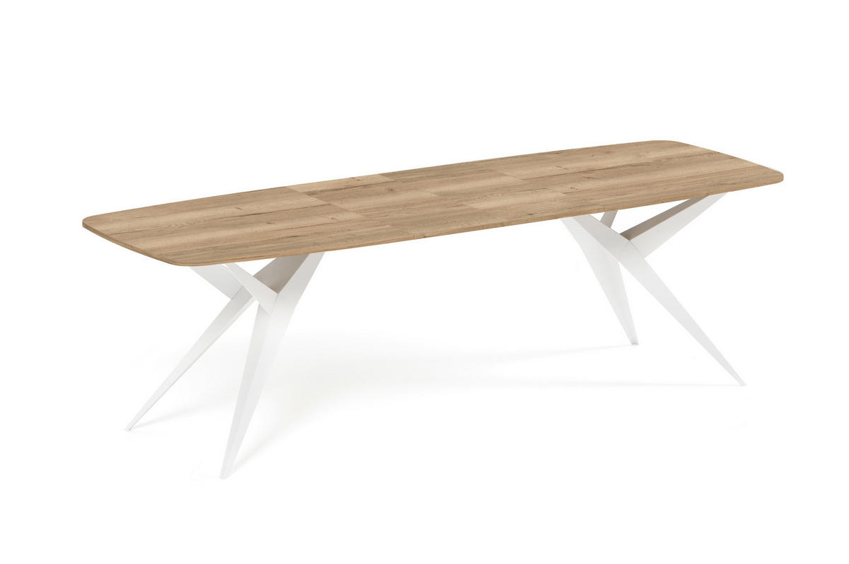 ESSTISCH AXIS - Hellbraun/Weiß, Holzwerkstoff/Metall (90/180/76cm) - Meblini