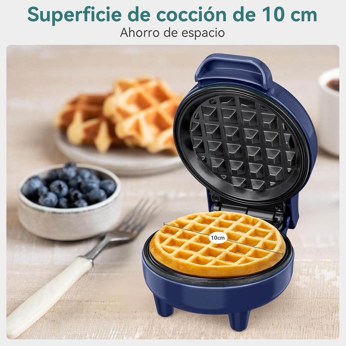 WAFFELEISEN Blau, 10 cm Backfläche - Blau, Metall (10.5/18.3/14.6cm) - YASHE