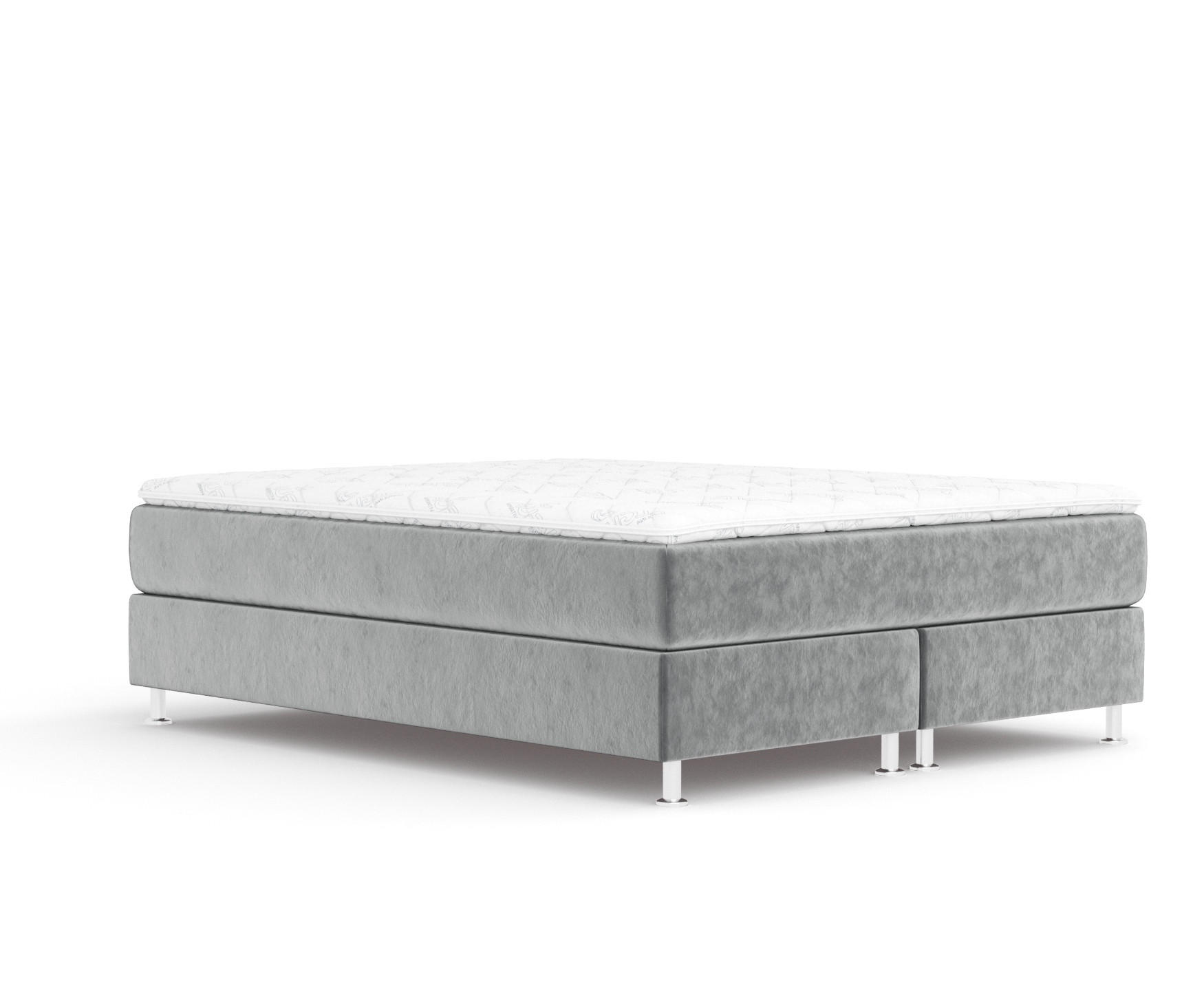 BOXSPRINGBETT Sub Grau 200/200 cm mit Latex-Topper - Silberfarben/Grau, Holz/Holzwerkstoff (200/200cm) - Maison de Reve