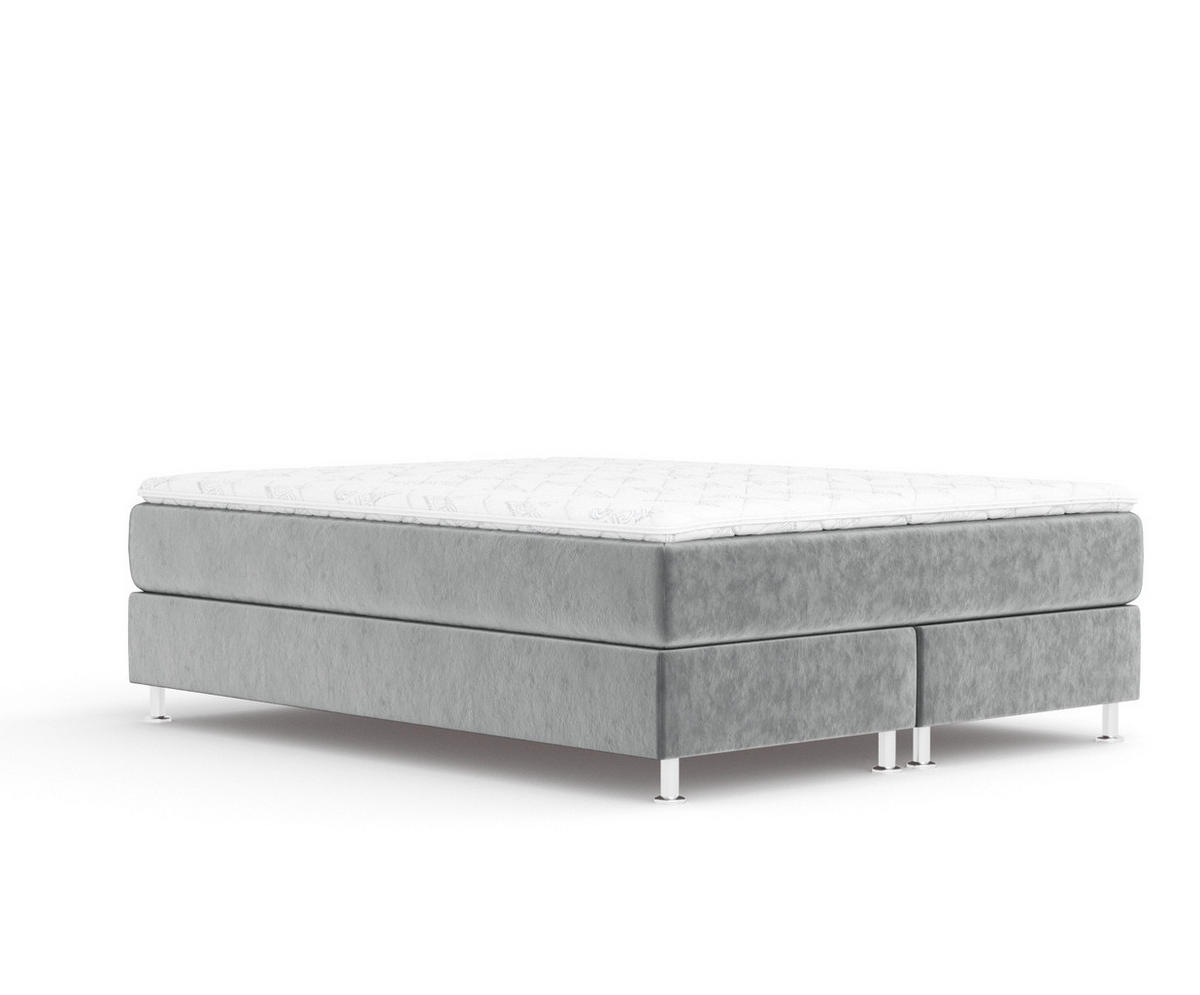 BOXSPRINGBETT Sub Grau 200/200 cm mit Latex-Topper - Silberfarben/Grau, Holz/Holzwerkstoff (200/200cm) - Maison de Reve