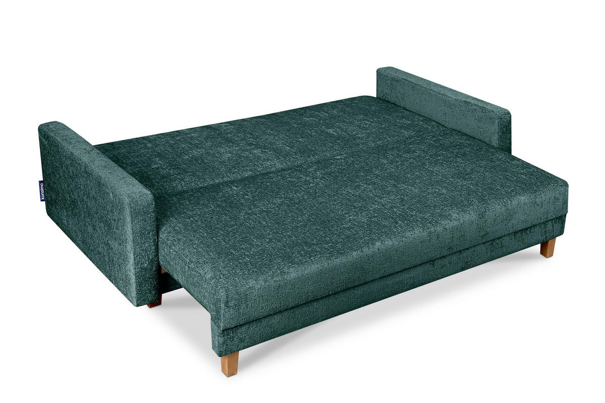 3-SITZER-SCHLAFSOFA ERISO mit weiche Sitzfläche und hohe Rückenlehne, Chenille-Stoff, blau - Blau/Opal, Textil (220/80/100cm) - KONSIMO®