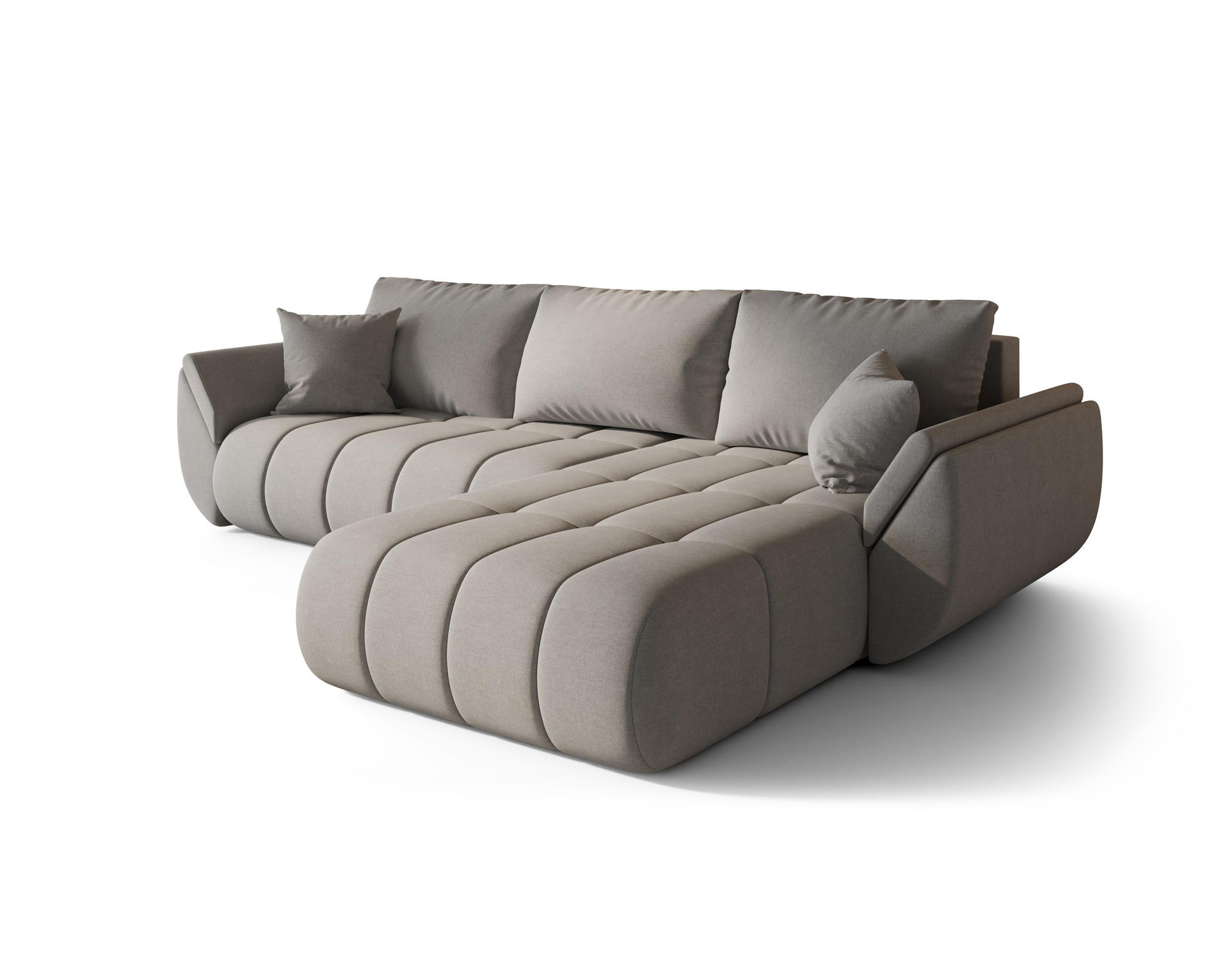 ECKSOFA Misato In Wind - Hellgrau, Holzwerkstoff/Textil (280/175cm) - Fun Möbel