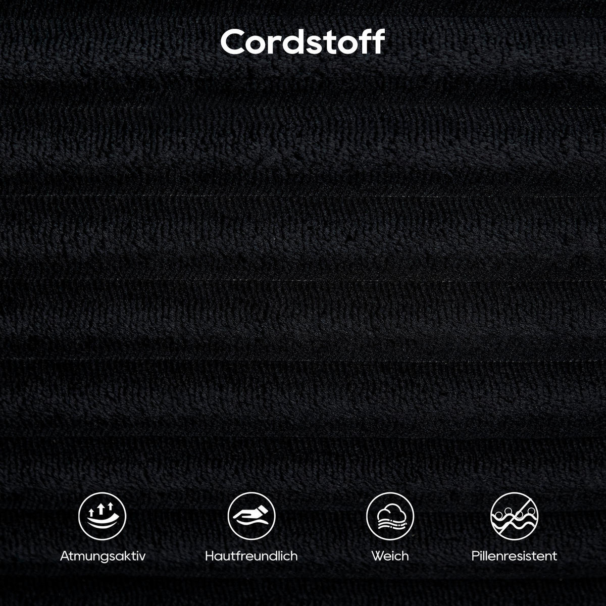 SCHLAFSOFA 180/85/62 cm Schwarz Cord - Schwarz, Textil (85/62/180cm) - Oxeza