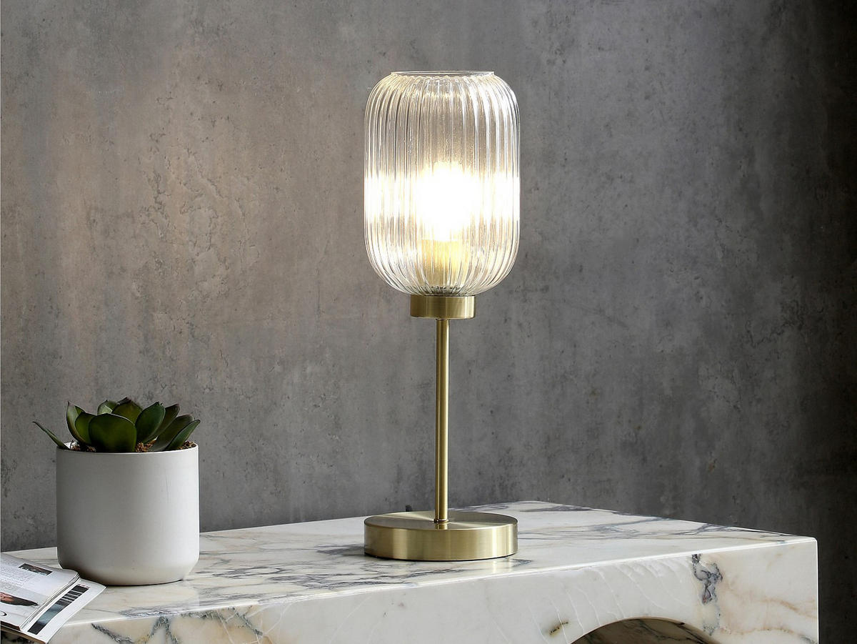TISCHLAMPE - 14 cm x 14 cm - Metall, Metall - Goldfarben - LOUXOR - Goldfarben, Metall (14/14/43.5cm) - Vente-Unique