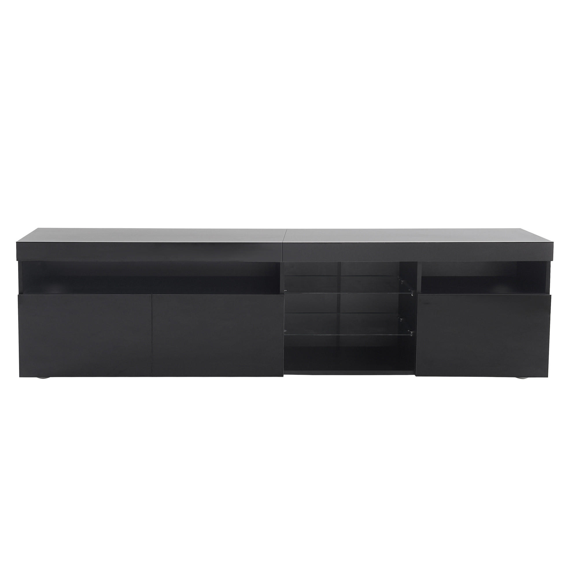 OKWISH TV stolek 180/35/48 cm černý z MDF s LED osvětlením a vysokým leskem