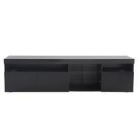 TV-SCHRANK 180/35/48 cm schwarz MDF mit variabler LED-Beleuchtung und Glaslaminat - Schwarz, Holzwerkstoff (180/48/35cm) - OKWISH