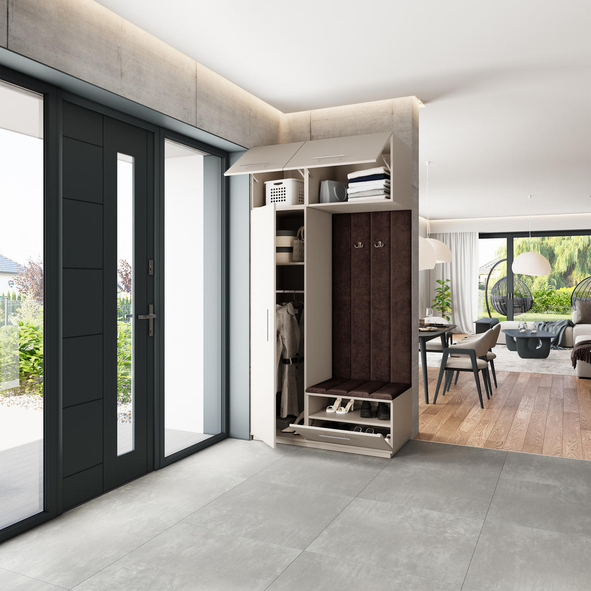 GARDEROBENSCHRANK REMA 120/240/60 cm Modern Garderobe-Set Kaschmir - Kaschmir/Braun, Holzwerkstoff (120/240/60cm) - MASSENO