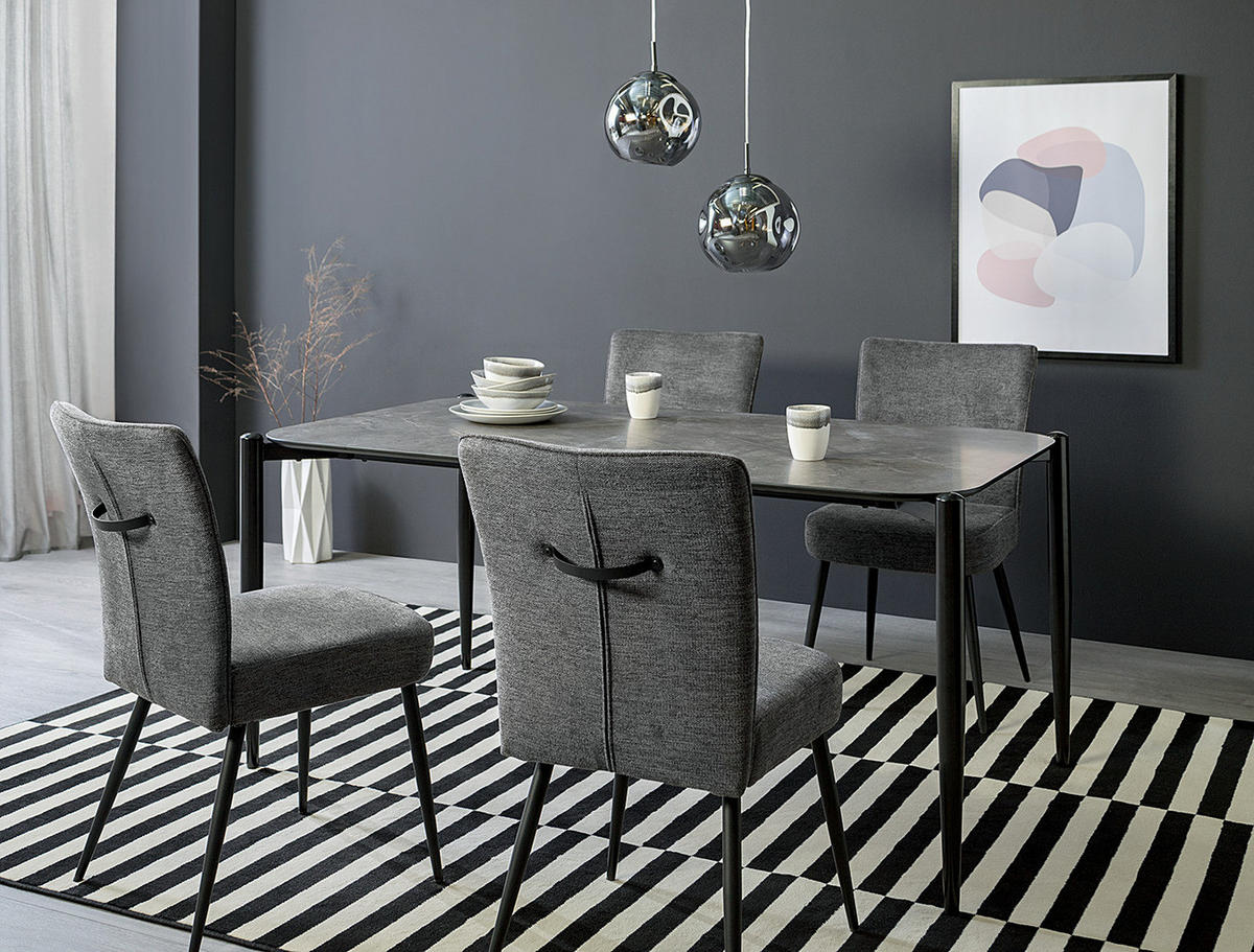 ESSTISCH - Anthrazit, Holzwerkstoff/Metall (90/160/75cm) - home24