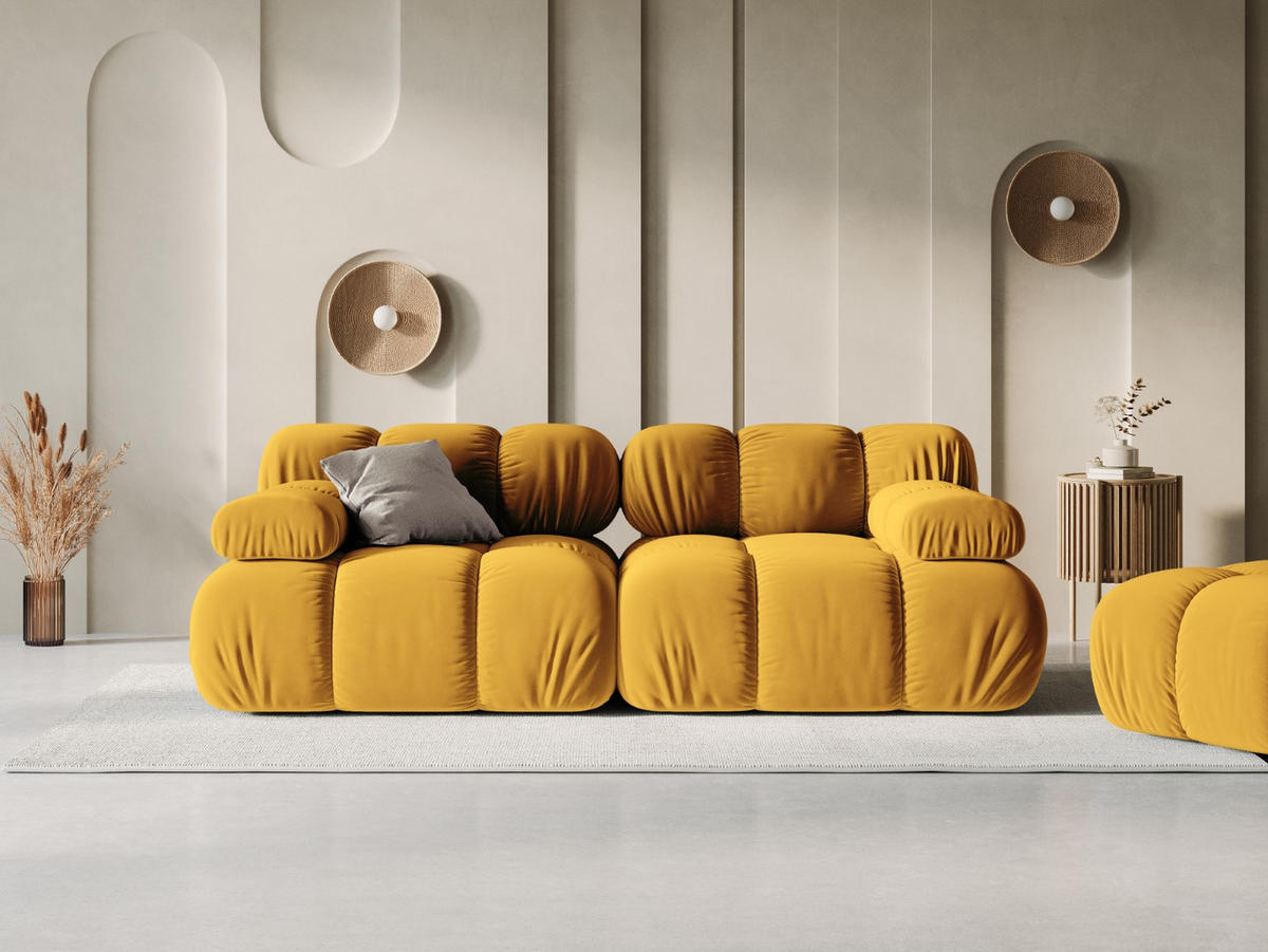 MODULARES-SOFA Bellis aus Samt gelb 2 Sitzplätze - Gelb, Textil (94/63/188cm) - Micadoni