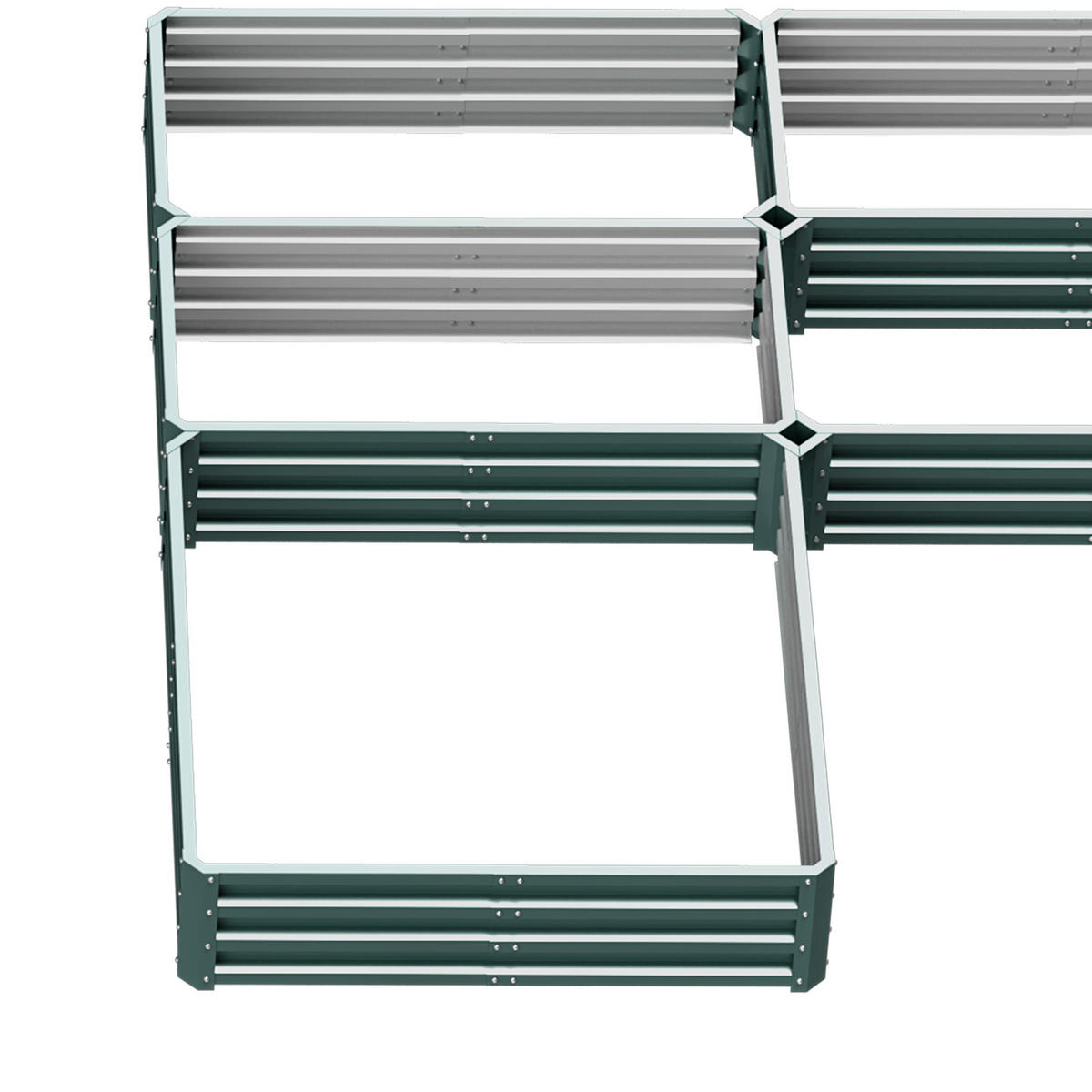 HOCHBEET-SET DE-12136 modulares 5er-Set aus Stahl, 121/116/31 cm Grün - Grün, Metall (245/31/242cm) - ComfortXL