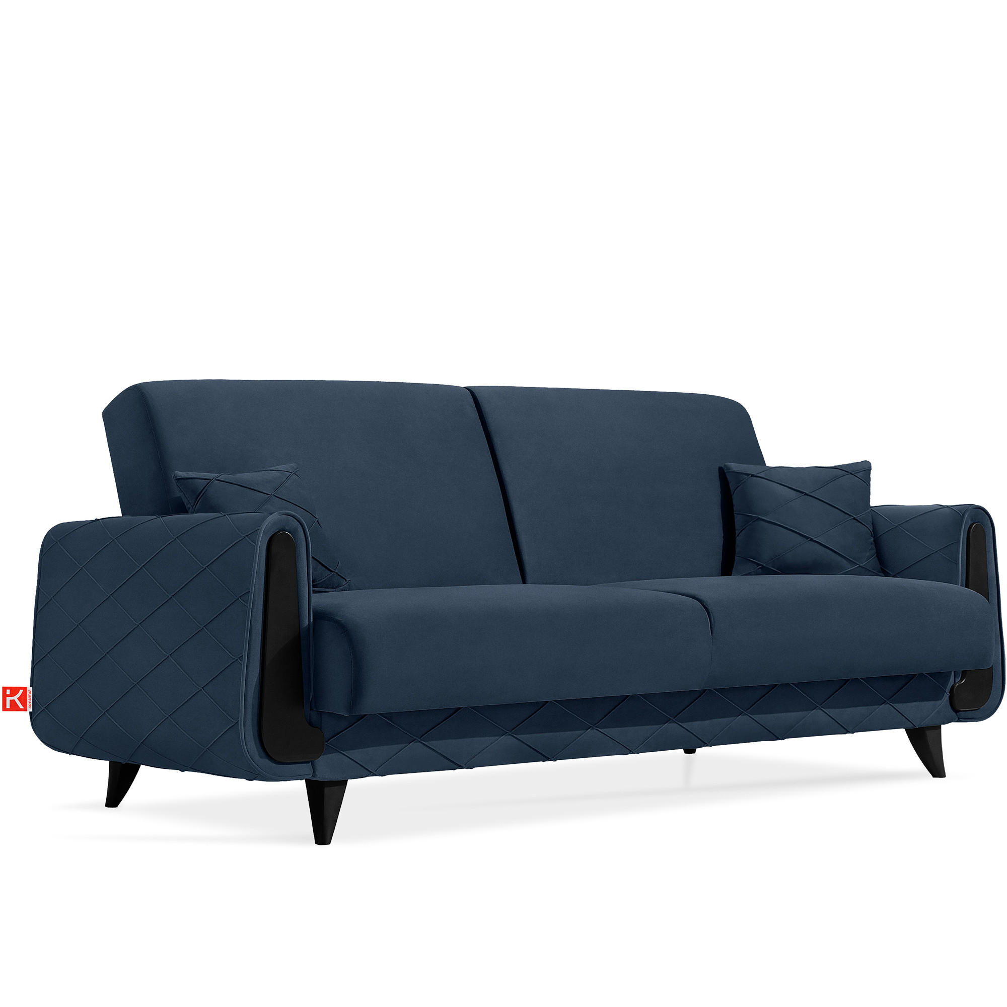 3-SITZER-SOFA GUSTAVO III Sofa 3 Velours, Dunkelblau - Dunkelblau, Holz/Holzwerkstoff (230/98/98cm) - KONSIMO®