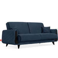 3-SITZER-SOFA GUSTAVO III Sofa 3 Velours, Dunkelblau - Dunkelblau, Holz/Holzwerkstoff (230/98/98cm) - KONSIMO®