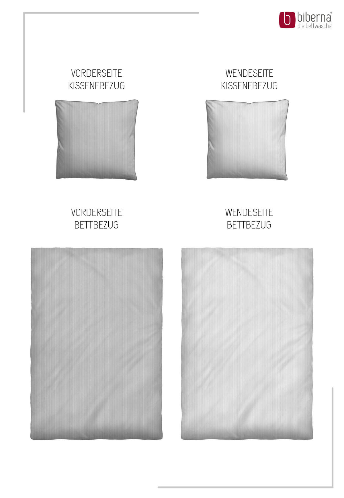 BETTWÄSCHE-GARNITUR Satin Feine Streifen sturmgrau, 155x220 cm + 80x80 cm - Grau, Textil (155/220cm) - biberna