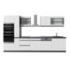 KÜCHENZEILE R-Line Weiß/Anthrazit 350 cm J-Shape mit Hochschrank ohne AP - Anthrazit/Weiß, Holzwerkstoff (350/81.6/46cm) - Vicco