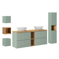 KOUPELNOVÝ NÁBYTEK 140.4cm Jade 2er-Set Zelená a dřevo - zelená barva, kompozitní dřevo (140.4/59/40cm) - Petits-meubles