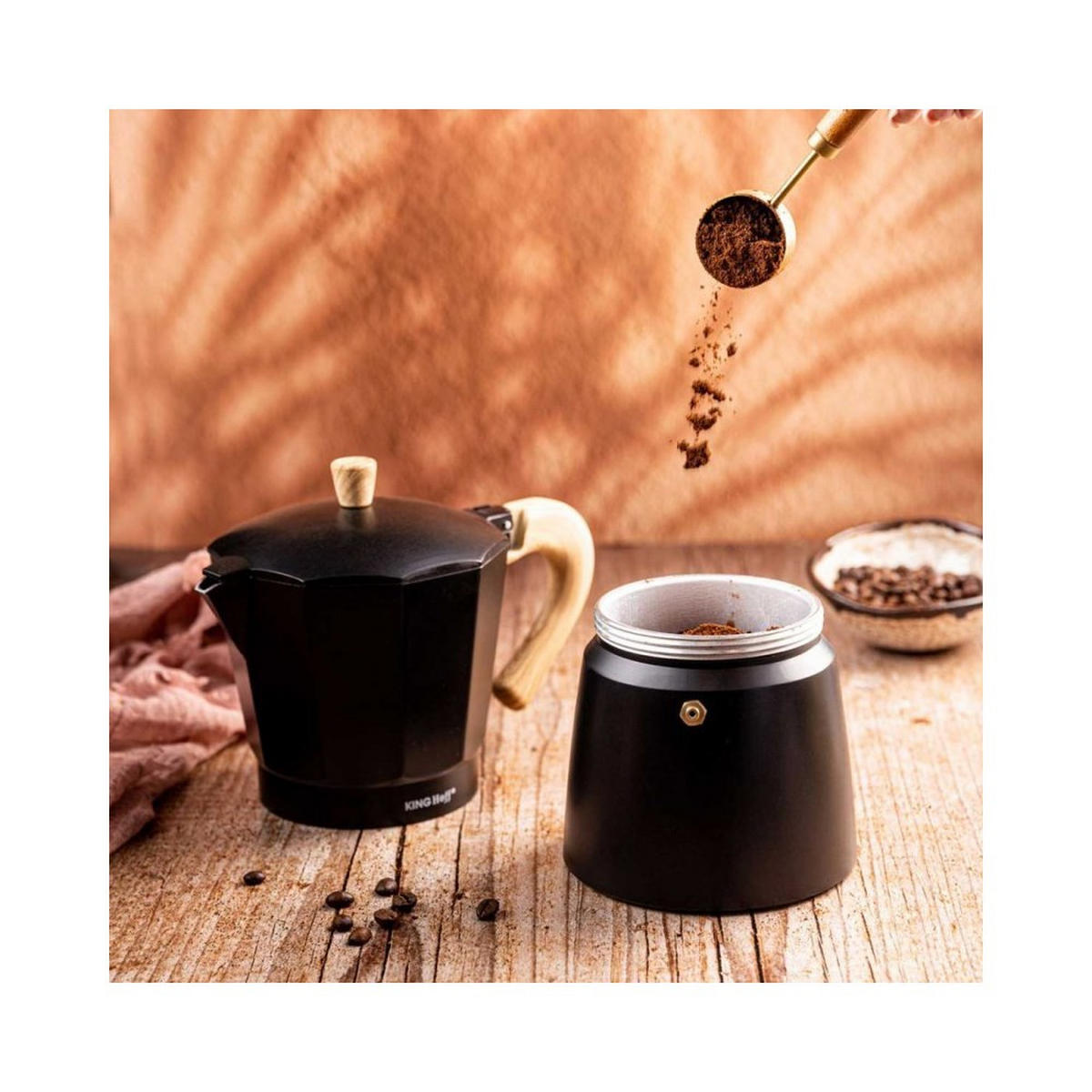 ESPRESSOKOCHER Schwarz 10/17.5/17.5 cm KH1886 - Schwarz, Metall (17.5/17.5/10cm) - Kinghoff 