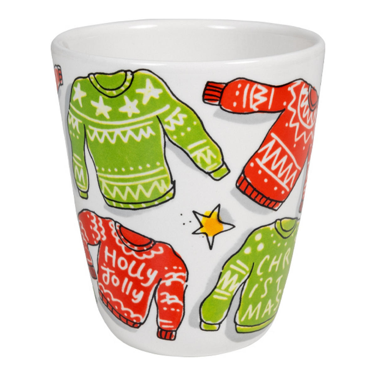 BECHER Fröhlicher Weihnachtspullover in Bunt - 350 ml - Multicolor, Keramik (0.35L) - Blond Amsterdam