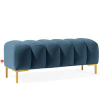 SITZHOCKER Polsterhocker PECCO, Veloursstoff - Goldfarben/Hellgrau, Holz/Textil (160/50/50cm) - KONSIMO®